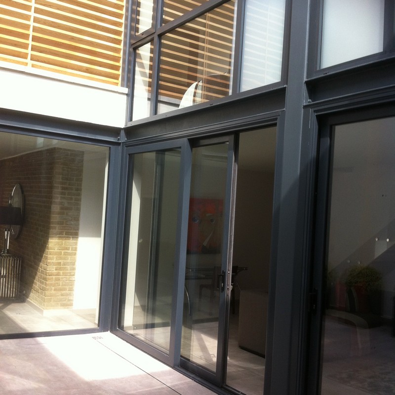 Anthracite aluminium sliding patio doors fitted in Luton